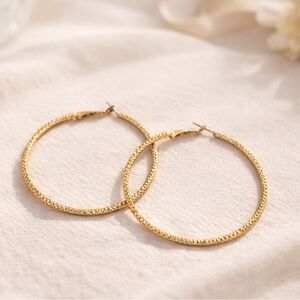 Gold Textured Hoop Earrings – Classic Statement Hoops